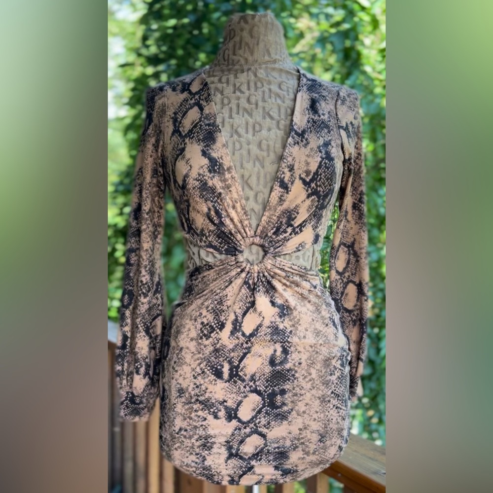 Windsor Snakeskin Cut Out Dress Long Sleeve
